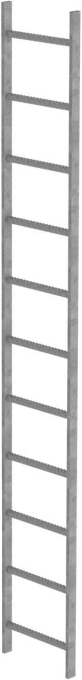 SCHACHTLEITER 11 SPROSSEN L 3,08M B440MM LW 300MM STAHL VERZINKT 61011