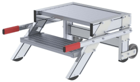 ALU-ARBEITSPODEST FAHRBAR 2 ALU-STUFEN B 600MM PODESTH. 0,39M ARBEITSH.-2,4 50011