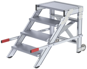 ALU-ARBEITSPODEST FAHRBAR 4 ALU-STUFEN B 600MM PODESTH. 0,79M ARBEITSH.-2,8 50013