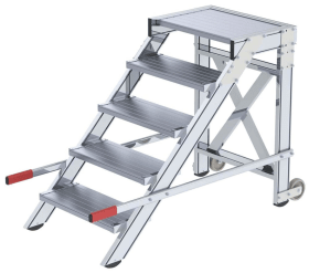 ALU-ARBEITSPODEST FAHRBAR 5 ALU-STUFEN B 600MM PODESTH. 0,99M ARBEITSH.-3,0 50014