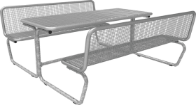 BANK-TISCH-KOMBINATION PALMA DRAHTGITTER N.BREITE 1770MM RAL9006 M.RÜCKE 54206-31