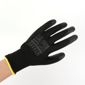 STROXX Arbeitshandschuh, schwarz – PU-beschichtet, atmungsaktiv, EN 388:2016 4131