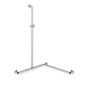 HEWI System 900 Duschhandlauf mit verschiebbarer Brausehalterstange, Ausführung links, 1250 mm/765 mm/765 mm, Ø25/30 mm