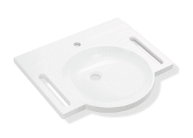 WASCHTISCH M.GRIFFMULDEN 600X550 O.ÜBERLAUF 1 HAHNLOCH