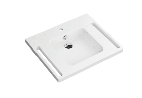 WASCHTISCH ÜBERLAUF ECKIGE MULDE 650X550 1 HAHNLOCH