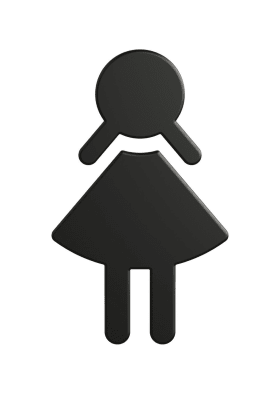 HEWI Symbol "Frau", selbstklebend, 151 mm x 90 mm x 3 mm, hochwertiges mattes Polyamid