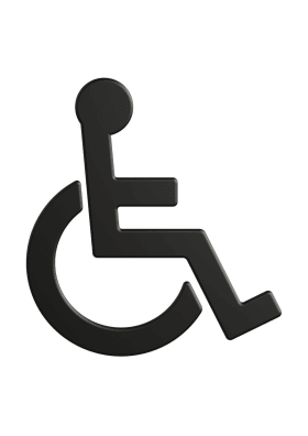 HEWI Symbol "Barrierefrei", selbstklebend, 147 mm x 133 mm x 3 mm, hochwertiges mattes Polyamid