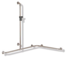 HEWI Duschhandlauf mit verschiebbarer Brausehalterstange, Serie 805 Classic, 1100 mm/1185 mm/762 mm