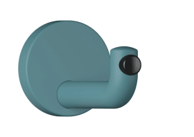 HEWI Wandhaken Ser 477, matt, d:70mm, Türpuffer schwarz aquablau 