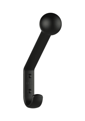 HEWI Garderobenhaken Ser 477, matt, H:174, T:132, m. Kugel tiefschwarz 