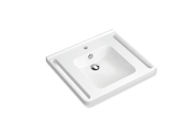 WASCHTISCH SCHWALLKANTE 1 HAHNLOCH M.ÜBERLAUF ECKIGE MULDE 650X550