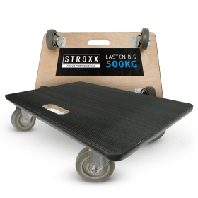 STROXX – Transportroller mit 500kg Traglast (600 x 400 x 145mm) – Rollbrett mit rutschfestem Gummibelag – Möbelroller für Umzug & sperrige Gegenstände
