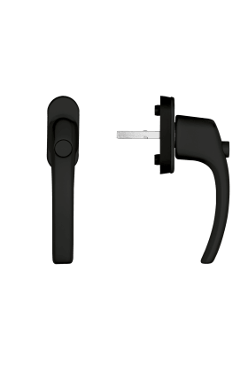 blaugelb Fenstergriff FGS 1758 DK (Druckknopf) Black Line, 10/32, RAL 9005, 45°, inkl. Schrauben