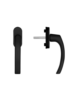 blaugelb Fenstergriff FGS 1758 Black Line, 10/43, RAL 9005, 90°, inkl. Schrauben