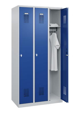 STROXX Garderobenschrank mit Sockel 3 Abteile 1850X900X500MM RAL 7035/5010 