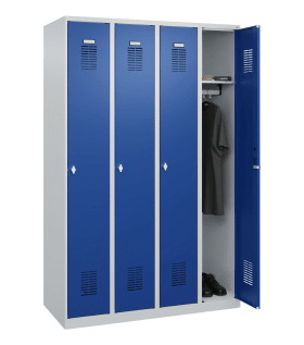 STROXX Garderobenschrank mit Sockel 4 Abteile 1850X1200X500MM RAL 7035/5010 