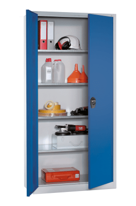 STROXX Flügeltürenschrank mit 4 Böden 1950X935X400 MM RAL 7035/5010