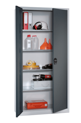 STROXX Flügeltürenschrank mit 4 Böden 1950X935X400 MM RAL 7035/7016