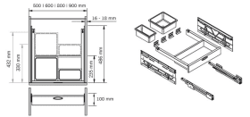 Vauth-Sagel Siphonauszug/Orga.schublade. ENVI-Drawer. 900er. 2x1.2/2x2.7 l. lavagrau