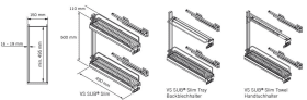 Vauth-Sagel Schmaler Seitenwandauszug SUB-Slim. Ablageset Handtuch. 1x 150er. lavagrau