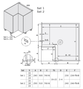 Vauth-Sagel Drehbeschlag COR-Spin 1 Beschlag-Set. 800x800er. D360. silber