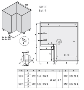 Vauth-Sagel Drehbeschlag COR-Spin 3 Beschlag-Set. 900x900er. D419. silber
