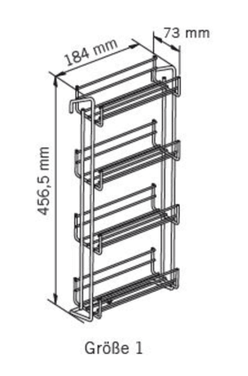 Vauth-Sagel Gewürzregal-Adapter. Größe 1. B=336 mm. chrom
