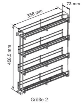 Vauth-Sagel Gewürzregal-Adapter. Größe 2. B=436 mm. chrom