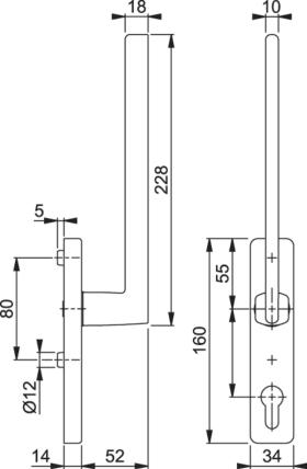 HOPPE Hebe-/Schiebetür Griff Bergamo HS-M0628/419N-AS