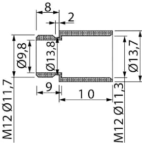 Hermat Verlängerung für Türspion, 8990,Außen Ø 14mm, messing roh