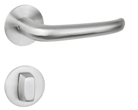 HERMAT Drückergarnitur 1806 BASIC mit MAGCLIP Rosetten 2636 FL Edelstahl matt WC-Riegel