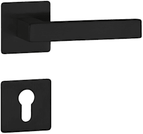 HERMAT Drückergarnitur 1682 L WEST mit MAGCLIP Rosetten 2611 FL PZ Classic Black Türbeschlag