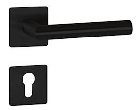 HERMAT Wechselgarnitur 1802 BASIC mit MAGCLIP Rosetten 2611 FL, Knopf 3127 K, PZW, DIN links, Classic Black, TS 37-47 mm