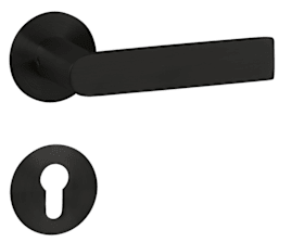 HERMAT Drückergarnitur BASIC 13 mit MAGCLIP Rosetten 2636 FL PZ Classic Black TS 37-47 mm