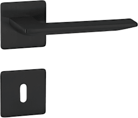 HERMAT Drückergarnitur 1691 EDITION mit MAGCLIP Rosetten 2611 FL, BB, Classic Black, TS 38-45 mm
