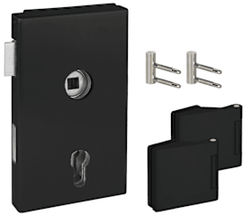 Hermat Ganzglastürschloss 6053/6325/HZ,PZ,8mm,DR,ähnlich RAL 9005,FlüFA