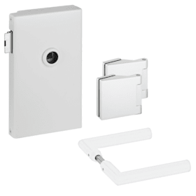 Hermat Ganzglastürschloss 6051/6325/1802,UG,8mm,DR,weiß,ähnlich RAL 9016,FlüFA