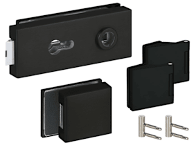 Hermat Ganzglastürschloss 6073/6325.GKS,PZ,8mm,ähnlich RAL 9005,FlüFA