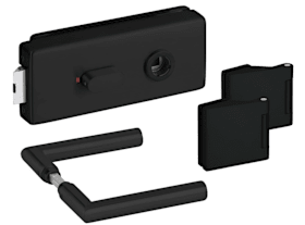 Hermat Ganzglastürschloss 6086/6325/1802,WC/SS,8mm,ähnlich RAL 9005,FlüFA