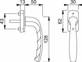 HOPPE Fenstergriff 0810/U10,Stand.,eck,7/35,verkehrsw.