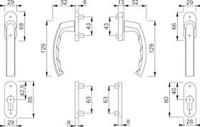 HOPPE FTT-Griffgarnitur, PZ, Luxembourg 099/66N/U26, TS 63-68, N 10, ALU cremeweiß