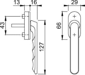 HOPPE Fenstergriff 099KH/U26,Stand.,ov.,7/35,verkehrsw.