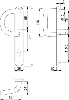 HOPPE Halbgarnitur 538G/3357N,LS ov.,PZ92,F9714M