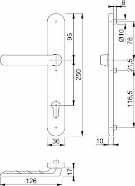 HOPPE Halbgarnitur 099KH/3357N,LS ov.,PZ92/8,F9714M