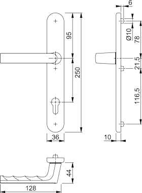HOPPE Halbgarnitur 1700FA/3357N,außen,LS ov.,PZ92/8,F31-1