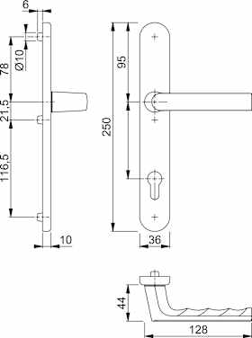 HOPPE Halbgarnitur 1700FA/3357N,innen,LS ov.,PZ92/8,F1