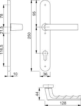 HOPPE Halbgarnitur 1700FA/3357SN,LS ov.,PZ92/8,F9714M,o.No.