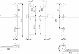 HOPPE Drückergarnitur 099KH/3357N/1700FA,LS ov.,PZ92/8,TS 72-82,F31-1