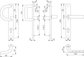 HOPPE Wechselgarnitur 538G/3357N/1700FA,LS ov.,PZ92/8,TS 72-82,F31-1