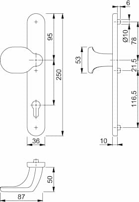 HOPPE Halbgarnitur 86G/3357N,LS ov.,PZ92,F31-1